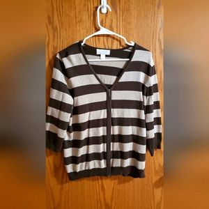 3/4 Sleeve Zip Up Sweater